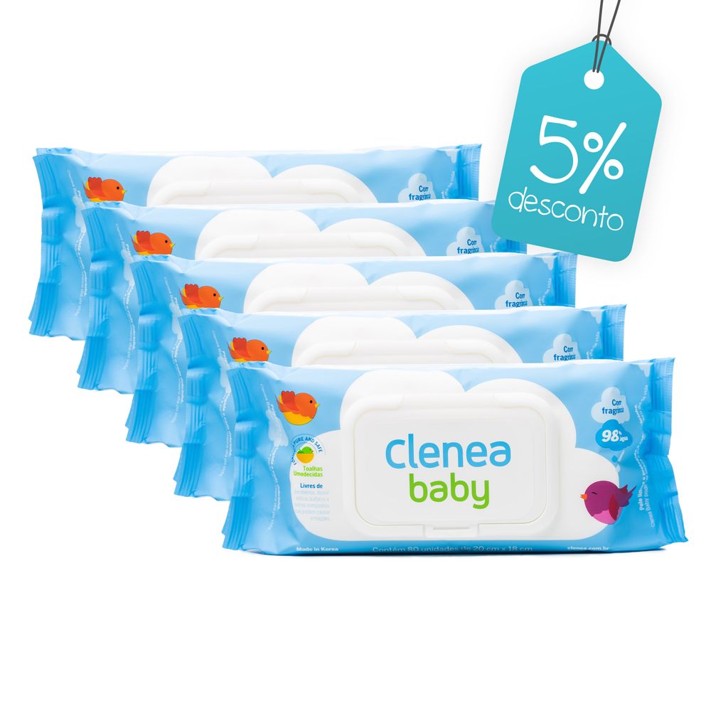 Kit-promocional-com-5-pacotes-de-Clenea-Baby-com-fragrancia-80-unidades